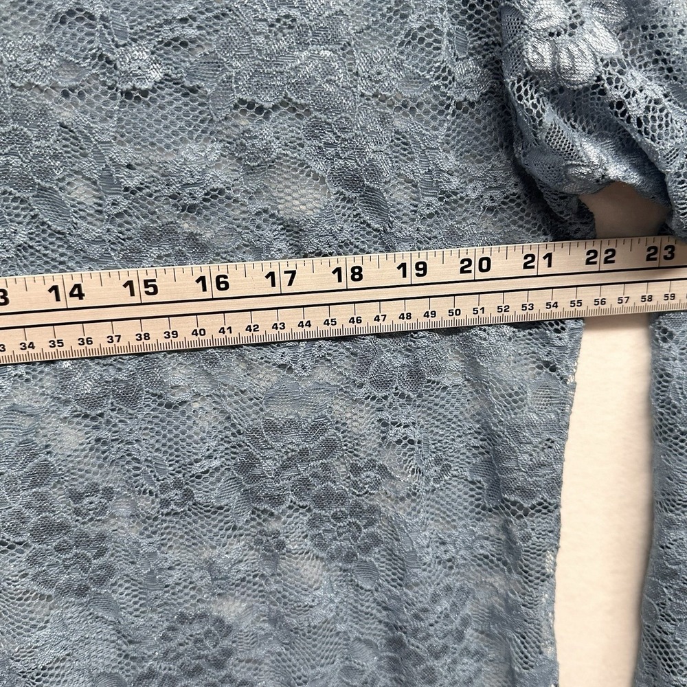 A Rare Bird Lace Layer Shirt L/XL Top Denim Sheer Whimsical Floral Ethereal New - Picture 6 of 7